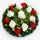Temetési koszorú, fehér-piros selyemvirágos – 35 cm (13 virág)