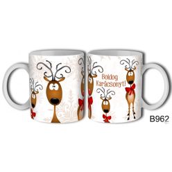   (B962) Bögre 3 dl - Rénszarvasos Bögre – Karácsonyi Ajándék