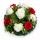Sírkoszorú, fehér-piros selyemvirágos – 25 cm (9 virág)