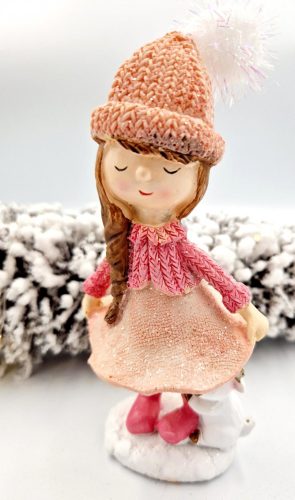 Karácsonyi kislány rózsaszín (1) 13cm