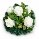Sírkoszorú, fehér selyemvirágos – 25 cm (5 virág)