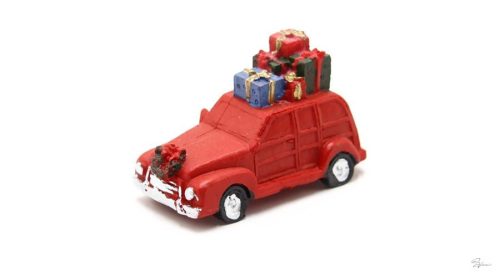 Karácsonyi autó csomaggal (piros)