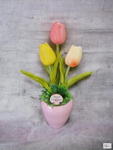 Anyáknapi tulipános asztaldísz 