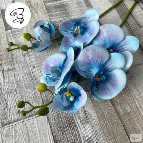 Gumi orchidea (kék, 2 ágas, levelekkel)