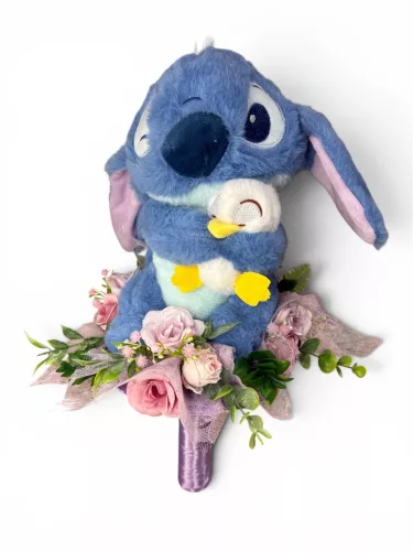 Ovis ballagó plüss csokor-45 cm Stitch csokor virágokkal