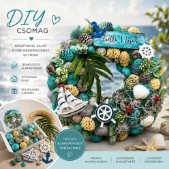 Nyári dekoráció – Tengerkék Kikötő – Nyári hajós kalandok – Csináld magad koszorú – DIY – nyári dekoráció 