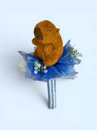 Ovis ballagó plüss csokor- Kék csokor Capybarával (32cm)