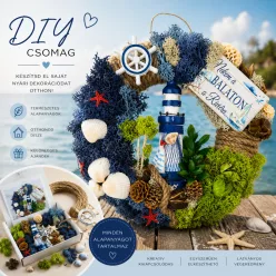 Nyári dekoráció – Balatoni Kikötő – Magyar tenger inspirálta koszorú – Csináld magad csomag – DIY 