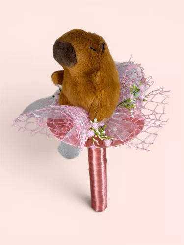 Ovis ballagó plüss csokor- Rózsaszín csokor Capybarával (32cm)