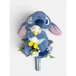  Ovis ballagó plüss csokor-45 cm Stitch csokor fehér virágokkal