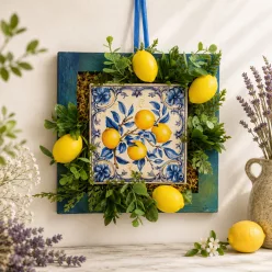   Mediterrán Citromos Nyári Dekoráció DIY Csomag – 20x20 cm