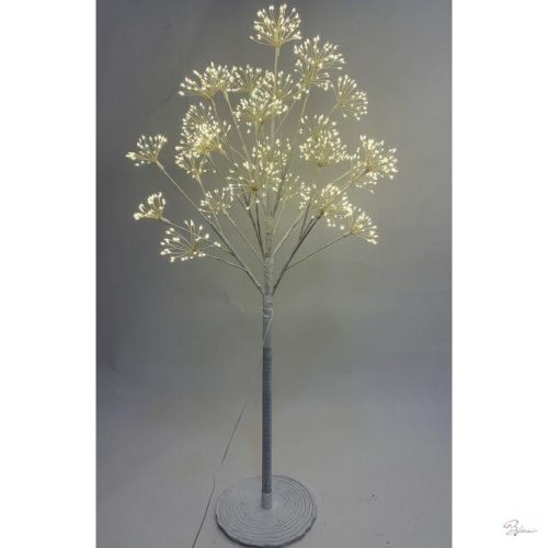 Fa virágos 896 LED világítással, melegfehér, elektromos, mûanyag, 120 cm, fehér, SSS