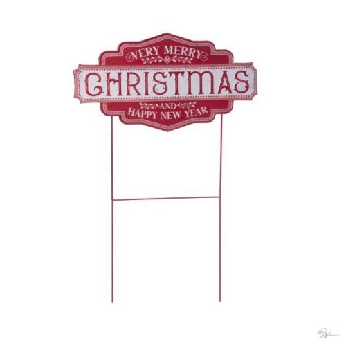Tábla "Merry Christmas" felirattal, betûzõs, bádog, 56x30x92 cm, piros @