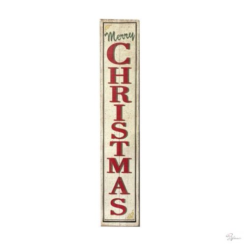 Tábla "Merry Christmas" felirattal, fa, 120x25x18 cm, fehér, piros, SSS