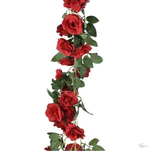 Selyemvirág rózsa girland 168cm piros SSS