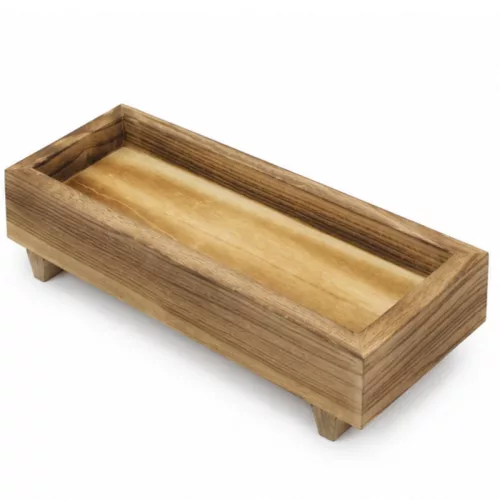 Fa tálca lábon natúr 32x12cm 36/#