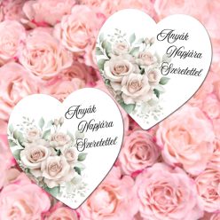   Nyomtatott dekorkarton - Anyák napjára szeretettel szív 9cm 2db/cs