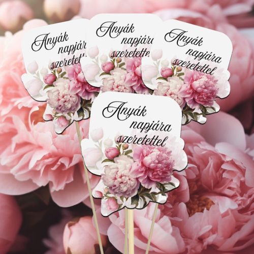 Nyomtatott dekorkarton - Anyák napjára .. virágos tábla - rsz 4db/csomag