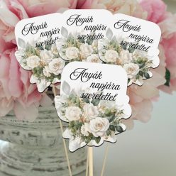   Nyomtatott dekorkarton - Anyák napjára .. virágos tábla - fehér 4db/csomag