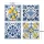 Nyomtatott fa tábla - Mediterrán csempe minta 12,5x12,5cm 4db/csomag