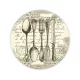  Nyomtatott fa tábla koszorú közép - Vintage evőeszköz 11,8cm