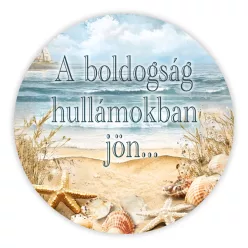 Nyomtatott fa tábla - Nyári Tenger téma 11,8cm