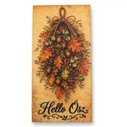 Nyomtatott fa tábla 8x16cm - Hello Ősz