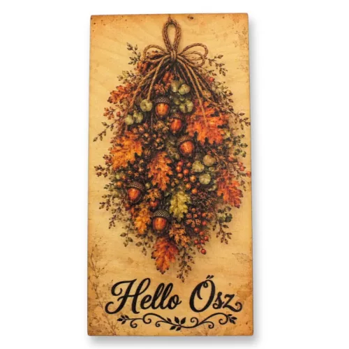 Nyomtatott fa tábla 8x16cm - Hello Ősz