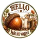  Nyomtatott fa tábla koszorú közép - Makkos Hello 11,8cm
