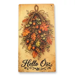 Nyomtatott fa tábla - Hello Ősz akasztós tábla 13x24,3cm