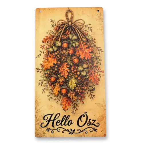 Nyomtatott fa tábla - Hello Ősz akasztós tábla 13x24,3cm