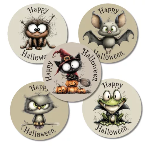 Nyomtatott fa tábla - Happy halloween szett 5db/csomag