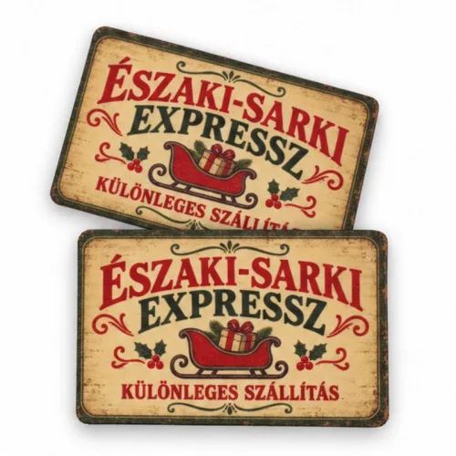 Nyomtatott fa tábla - Vintage karácsonyi tábla - Északi sark.. 2db/csomag