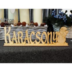   Natúr fa - "Karácsony" felirat talppal hóemberrel 37x11cm