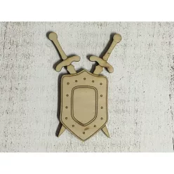 Natúr fa - Pajzs karddal 10cm