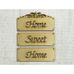 Natúr fa - "Home sweet home" tábla 12cm KIFUTÓ