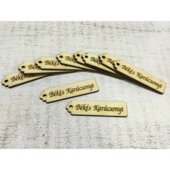   Natúr fa - "Békés karácsonyt" scrapbook tábla 6,5cm 10db/csomag