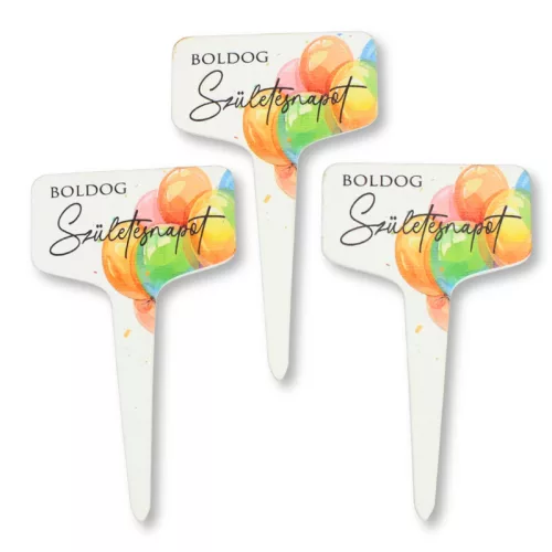 Fa beszúros tábla nyomtatott - Boldog Szülinapot 3db/csomag