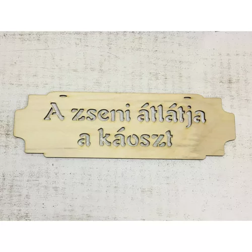 "A zseni átlátja a káoszt" tábla