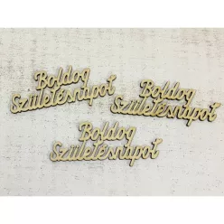   Natúr fa - "Boldog születésnapot" felirat 9,5cm 3db/csomag