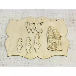 Natúr fa - "WC" tábla 19cm