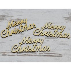   Natúr fa - "Merry Christmas" felirat 9,5cm 3db/csomag