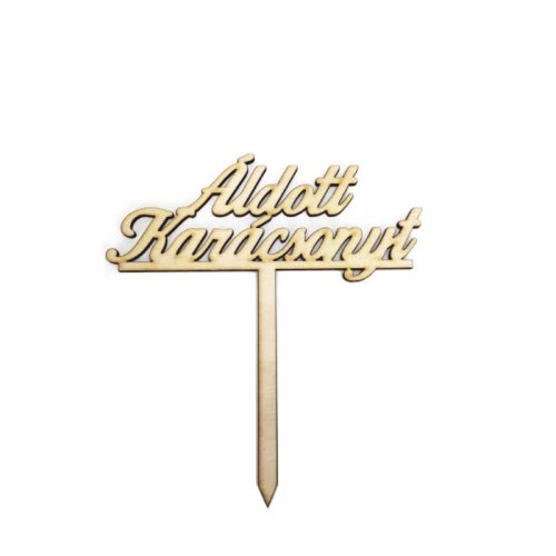 Natúr fa - Beszúrós "Áldott Karácsonyt" 13cm