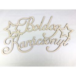   Natúr fa - "Boldog Karácsonyt" csillagos nagy 49x25cm