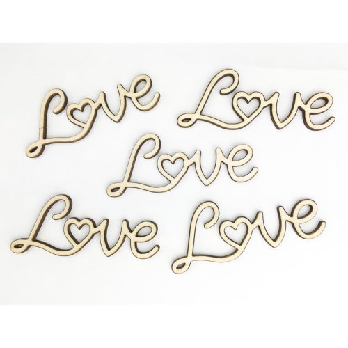 Natúr fa - "Love" felirat 8cm 5db/csomag