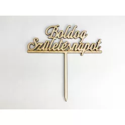   Natúr fa - Beszúrós "Boldog Születésnapot" felirat 12,3cm