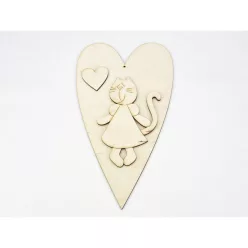Natúr fa - Cicalány + szív 25cm