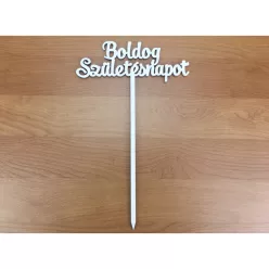   Fa - Beszúrós  "Boldog születésnapot" felirat fehér 15cm