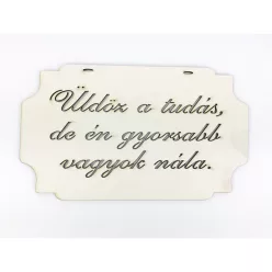 Tábla "Üldöz a tudás,..."