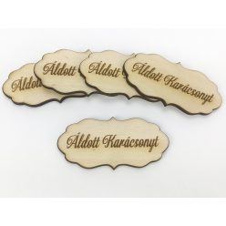   Natúr fa - "Áldott Karácsonyt" fodros tábla 5db/csomag